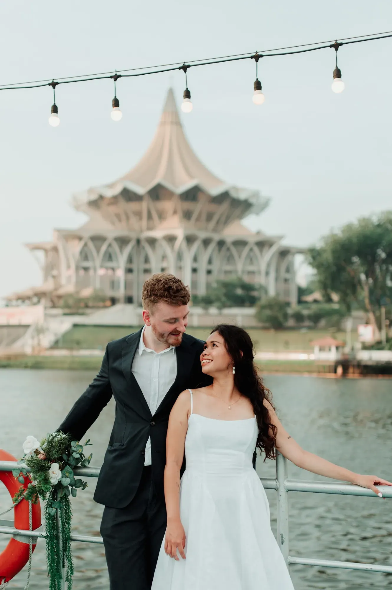 Thomas & Cheryl, evening on the river by Ju Shiu Photography, Kuching, Sarawak